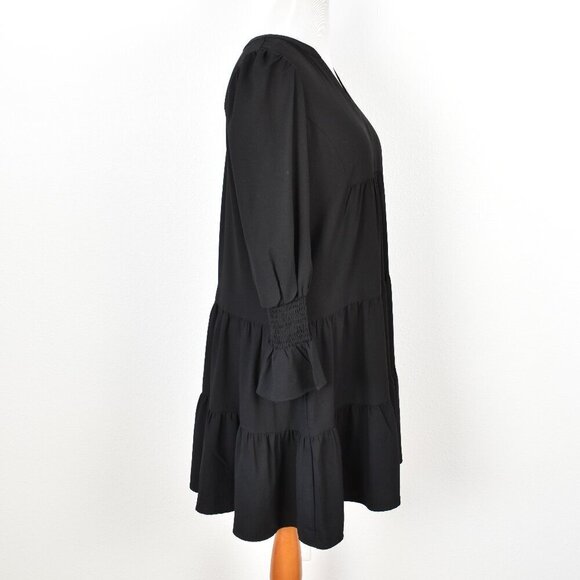 Pomander Place Kenzo Tiered Crepe Black Dress - L - Picture 8 of 11